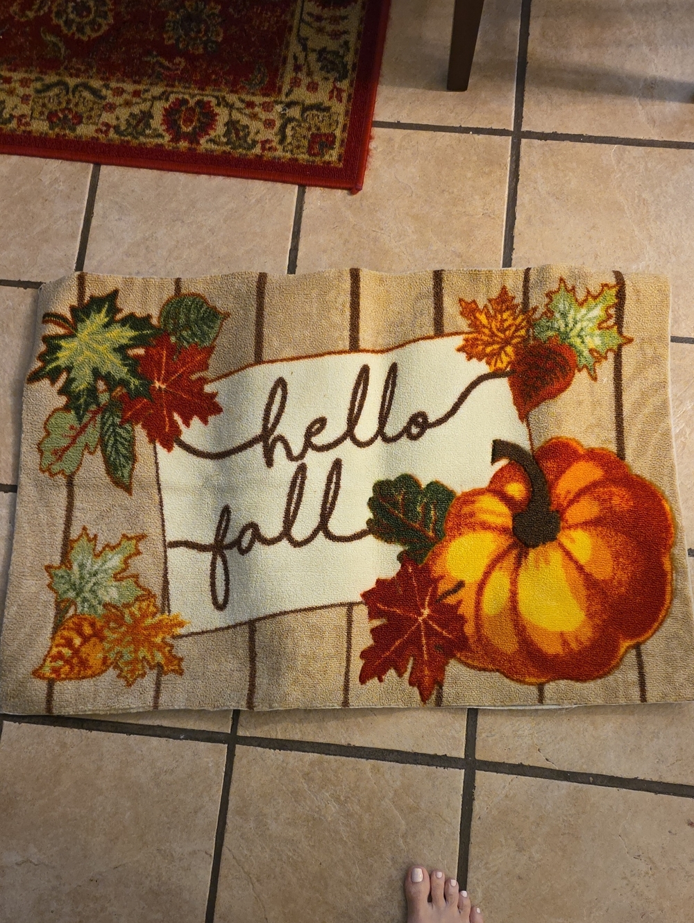 Hello Fall Pumpkin Doormat - Autumn Accent Rug